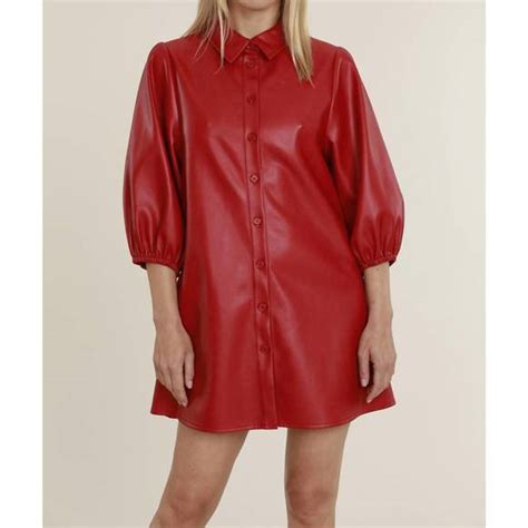dolce cabo red leather dress
